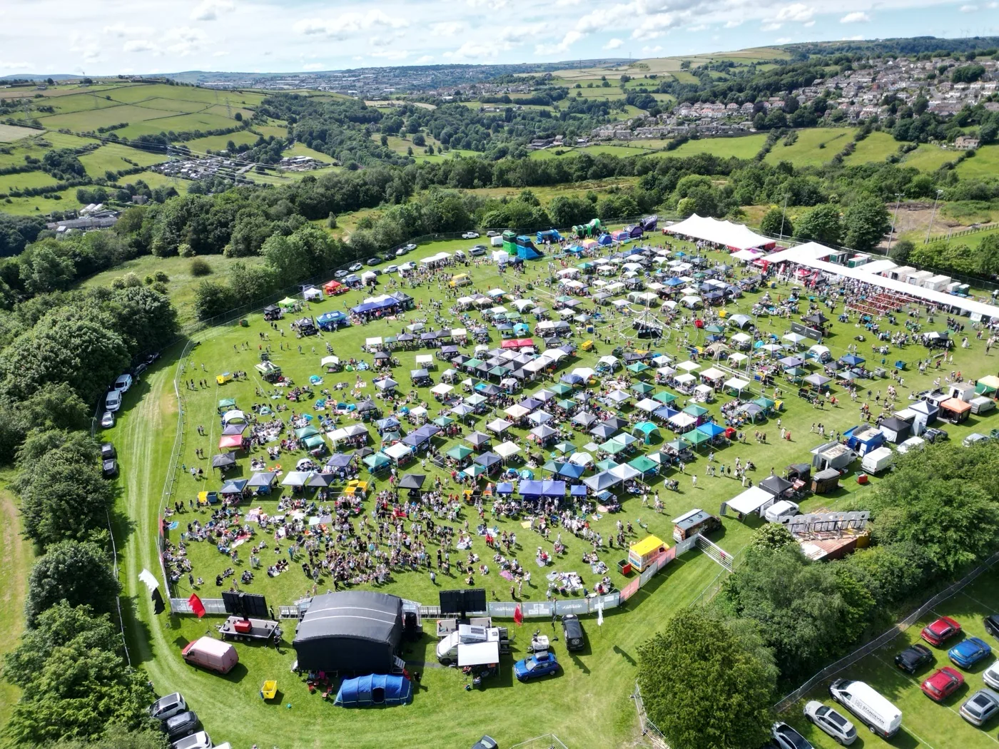 Aerial view of a Yorkshire community music festival Halizona brands and films
